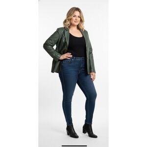 Y2K Mob Wife Bikercore Moto Streetwear Blazer Jacket Olive Green- SZ 20 Plus